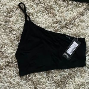 Black Crop Top. One shoulder strap. BRAND NEW